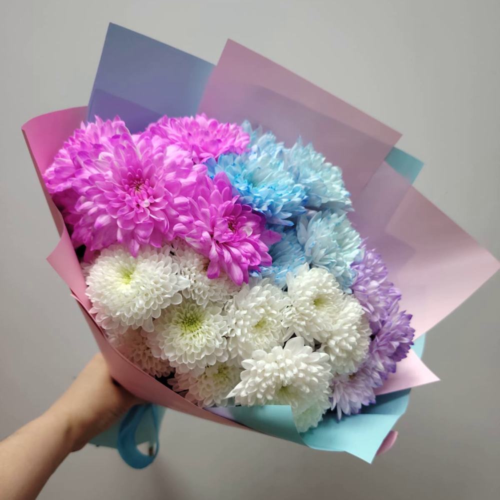 Нежный букет  "Хризантемы для мамы"